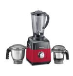 Sujata MG01 Mixer Grinder | 1000 Watts Double Ball Bearing Motor | 24000 RPM | Non-Stop 90 Mins Running | 3 Jars including 1750ml Blender, 1000ml Grinder, 500ml Chutney Jar | Red & Black