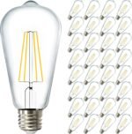 Sunco 32 Pack Edison Bulbs LED ST64, Clear Vintage Filament Waterproof Bulb, 800 LM, 8.5W (60W Equivalent), ST19, 4000K Cool White, E26 Medium Base, Decorative Dimmable UL