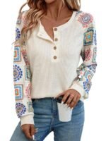 TAGAS Women Women's Floral Print Round Nack Full Sleeve TOP || Women Tops l || Tops for Womens|| Women Long Sleeve Tops|| Tops ||Trendy TOP for Womens