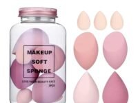 THR3E STROKES Makeup Sponge Set Beauty Blender with Egg Case, Soft Sponge For Liquid Foundation, Creams, and Powders, Latex Free Wet and Dry Makeup ( 4 Big + 3 Mini-7 Pcs set) (MULTICOLOUR,ASSORTED COLOUR) With Plastic Jar