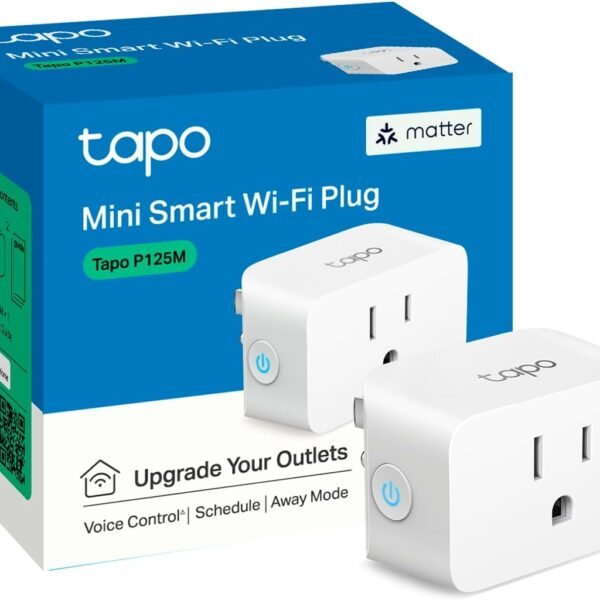 TP-Link Tapo Matter Compatible Smart Plug Mini, Compact Design, 15A/1800W Max, Super Easy Setup, Works with Apple Home, Alexa & Google Home, UL Certified, 2.4G Wi-Fi Only, White, Tapo P125M