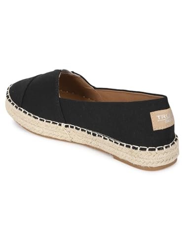 TRUFFLE COLLECTION Women's RS3660 Black Canvas Espadrille Loafers - UK 8