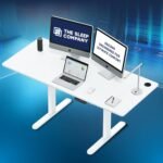 The Sleep Company - Electric Height Adjustable Desk | Ergonomic Work from Home Table | 4 Memory Presets | 2 Years Warranty | 1600 x 700 Thick Top | Free Installation | White & White