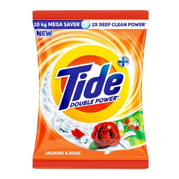 Tide Plus Detergent Washing Powder - 10kg Mega Saver Pack | Jasmine & Rose Fragrance | Removes deep-seated Oil, Gravy, Tea Stains | World's No. 1 Detergent Brand