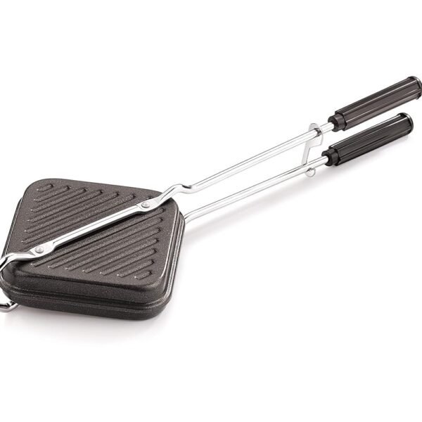 Tosaa Non-Stick Sandwich Toaster for Gas Stove | Grill & Toast Sandwiches in Minutes | Double-Coated Non-Stick | Durable & Easy to Use | Black Sandwich Maker