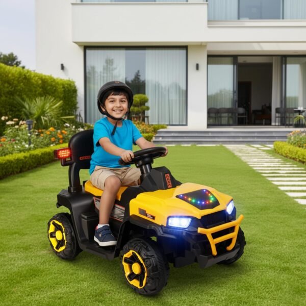 Toyzone Super Speedo Electric Jeep Without Remote (Yellow) | 6V Rechargeable 4.5Ah Battery | Music Player with BT, USB & AUX | Smooth Acceleration | 6M Battery Warranty | Age 2-6 Years, Upto 35 kg
