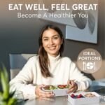 UMAMI All-in-One Bento Box for Adults/Children, 1 New Sauce Pot,4 Full Wood Cutlery Set & 2 Dividers Included, 2 Meal Prep Lunch Box Food Containers for Men/Women, Microwave, Dishwasher & Freezer Safe