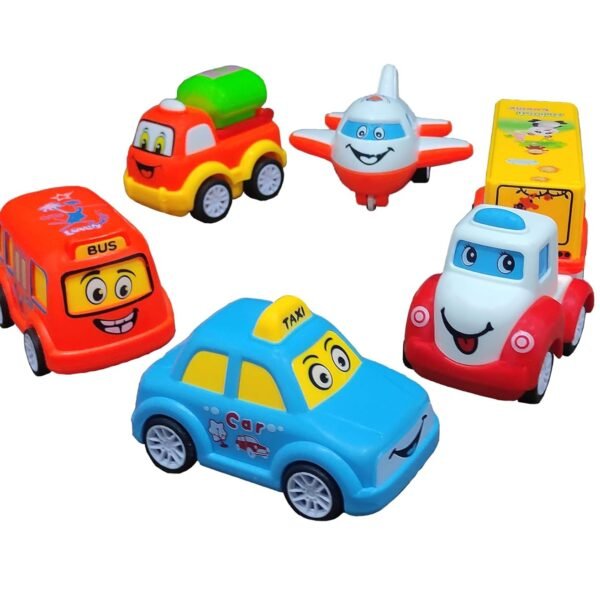 VGRASSP Kids Unbreakable Pull Back Vehicle Push and Go Crawling Vehicle for Your Child Safe, Interesting and Engaging Friction Toy Set for Toddlers, Set of 5(Random Design)