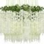 VRB Dec Pack of 6 (43.2Ft) Artificial Wisteria Vine| Ratta Fake Wisteria Hanging | Garland Silk Long Hanging Bush Flowers String for Home Party Wedding Decor (White, 6)