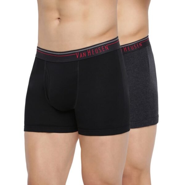 Van Heusen Men’s Cotton Boxer Briefs Pack of 2 | Long Trunk | No ride-up | Super Combed Cotton for softness | Open Front Fly | Moisture‑Wicking | Sweat Absorbant | All‑Day Fresh Technology | Long Lasting Colors |Soft Plush Waistband | Label‑Free Comfort | style 10032