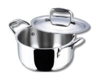Vinod Platinum Triply Stainless Steel Saucepot with Lid 5L (24 cm) | 2.5 mm Thick Base | Multi-Purpose Biryani & Curry Pot | Induction & Gas Stove Compatible | 5 Year Warranty – Silver