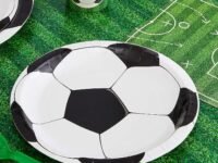 Wanna Party Soccer Paper Plates for Sports Themed Birthday Party Supplies/Soccer Theme Party Decorations/Football Theme Party Tableware-Pack of 10