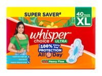 Whisper Choice Sanitary Pads with Wings for Women, XL, 40s Napkins