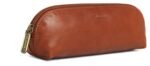 WildHorn Leather Leather Stationery Stylish Simple Pencil Bag Durable Compact Zipper Pencil Utility Case Pouch (Tan), Brown