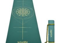 WiseLife True Body Alignment Yoga Mat + Sleek Yoga Strap for Men and Women | Non-Slip Textured Extra Wide & Thick | Pro Balance ECO TPE Exercise Mat For Home, Pilates, Gym & Fitness (6mm, Sage Green)