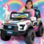 Wishmaster Limited Edition Kids Ride-On Car for Girls with Unicorn Body Graphics, Battery Operated Electric SUV Toy with Music, Lights & Remote Control – White, Pink & Rainbow Design