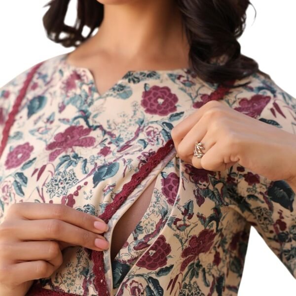 Women's Rayon Maternity Kurti/Pregnancy Kurti/Easy Breastfeeding Kurti/Western Kurti with Zippers for Nursing Pre and Post Pregnancy