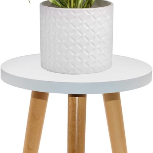 Wooden Foldable Plant Stand, Modern Plant holder Small Flower Pot Stool Decorative Planter Stand for Indoor or Outdoor Plants (White)