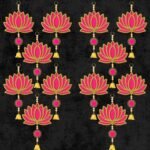 Wooden Lotus Wall Hanging for Festive Decoration – Diwali, Ganpati, Pooja Room, Mandir, Living Room, Door, Hall, Entrance, Spiritual Decor (Lotus + Bell-Pink, Pack of 12)