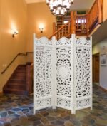 Wooden Room Partition for Living Rooms/Wood Screen Separator & Room Divider 6 Feet 3 Panels for Living Room/Bedroom/Office/Restaurant (White)