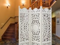 Wooden Room Partition for Living Rooms/Wood Screen Separator & Room Divider 6 Feet 3 Panels for Living Room/Bedroom/Office/Restaurant (White)