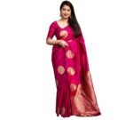 Yashika Women's Banarasi Kanjivaram Cotton Silk Woven Saree with Unstitched Blouse Material