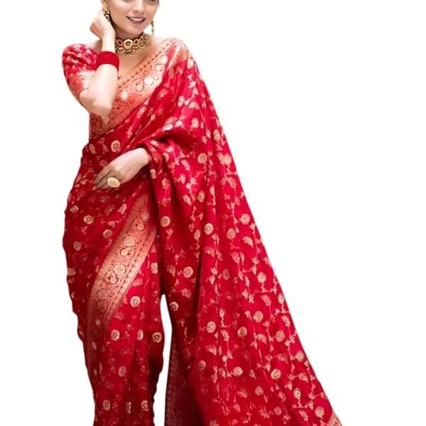 Yashika Women's Pure Kanjivaram Silk Saree Soft Banarasi Style Wedding With Blouse Piece | Saree For Women | New Sari