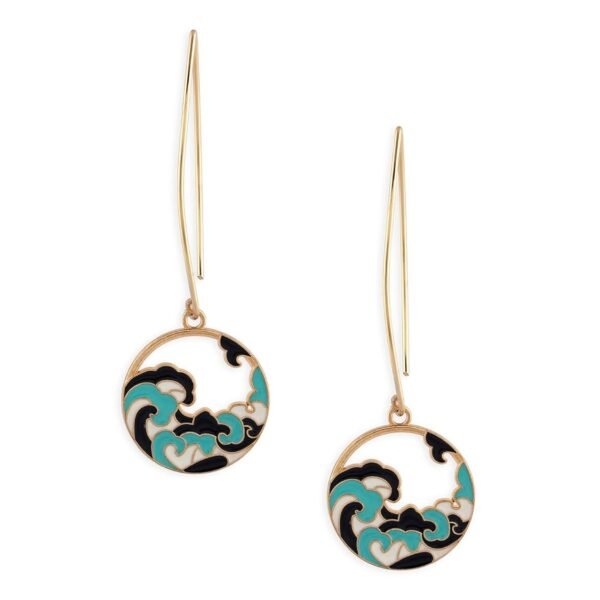 Zaveri Pearls Blue Enamelled Sea Wave Contemporary Drop Earring For Women-ZPFK16799