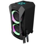 Zebronics Trolley DJ Speaker, 180W, AURACAST Technology, Upto 6.5h Playtime, Dual 20.32cm Full Range Drivers, BT v5.4, Rechargeable Wireless Mic, Mic & Guitar in, AUX, App Support (Roxor Plus)