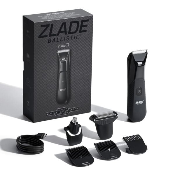 Zlade Ballistic Neo All in One Trimmer for Men | Beard, Body, Nose & Ear Trimmer | Face Shaver | Waterproof, No Nicks or Cuts | 90 Mins Runtime | 5 Mins USB C Quick Charge (Neo All in One)