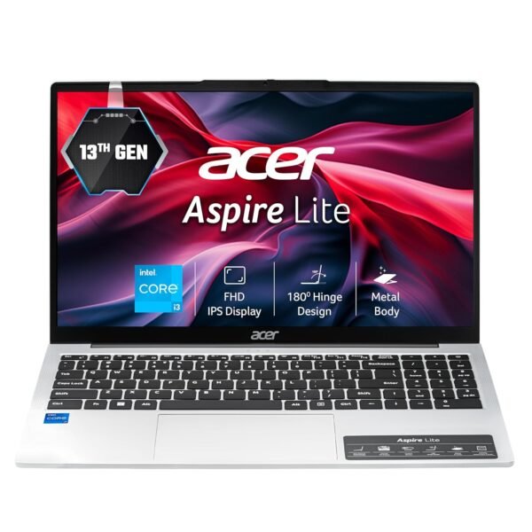 acer Aspire Lite, 13th Gen, Intel Core i3-1305U, 16GB RAM, 512GB SSD, Full HD 15.6"/39.62 cm, Windows 11 Home, Steel Gray, 1.59 KG, AL15-53, Metal Body, 36 WHR, Thin and Light Premium Laptop