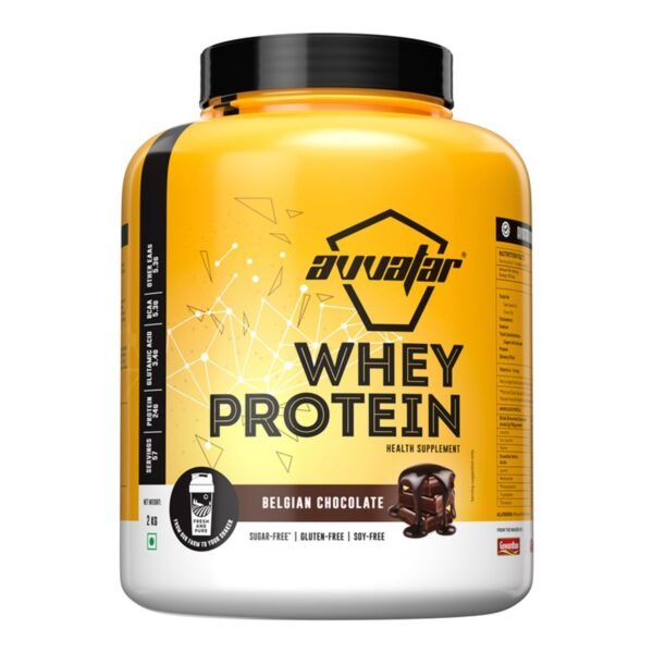 avvatar WHEY PROTEIN | 2Kg | Belgian Chocolate Flavour | 24g Protein | 57 Servings | Isolate & Concentrate Blend