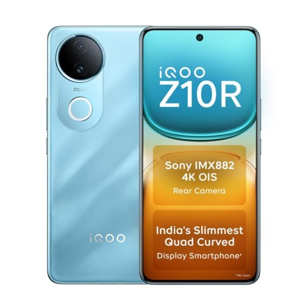 iQOO Z10R 5G (Aquamarine, 8GB RAM, 256GB Storage) | 32MP 4K Selfie Camera | Quad-Curved AMOLED Display | Dimensity 7400 Processor with 750K+ AnTuTu