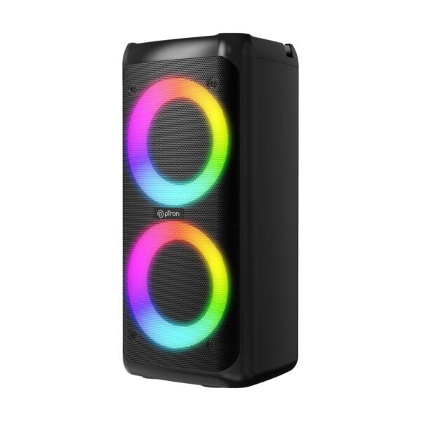 pTron Fusion Saga 48W Bluetooth Party Speaker w/Pristine Sound, Dual Drivers, Rhythmic RGB Lights, 6Hrs Playtime, BT5.3/Aux/TF Card/USB Playback Modes, Type-C Charging, Portable Design (Black)
