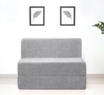 uberlyfe Basics 1 Seater Sofa Cum Bed | Jute Fabric Washable Cover | Silver | 3' X 6' Feet