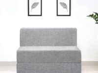 uberlyfe Basics 1 Seater Sofa Cum Bed | Jute Fabric Washable Cover | Silver | 3' X 6' Feet