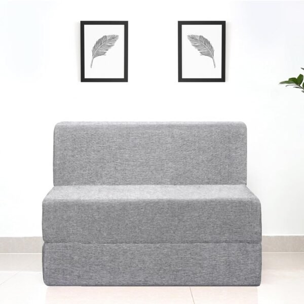 uberlyfe Basics 1 Seater Sofa Cum Bed | Jute Fabric Washable Cover | Silver | 3' X 6' Feet