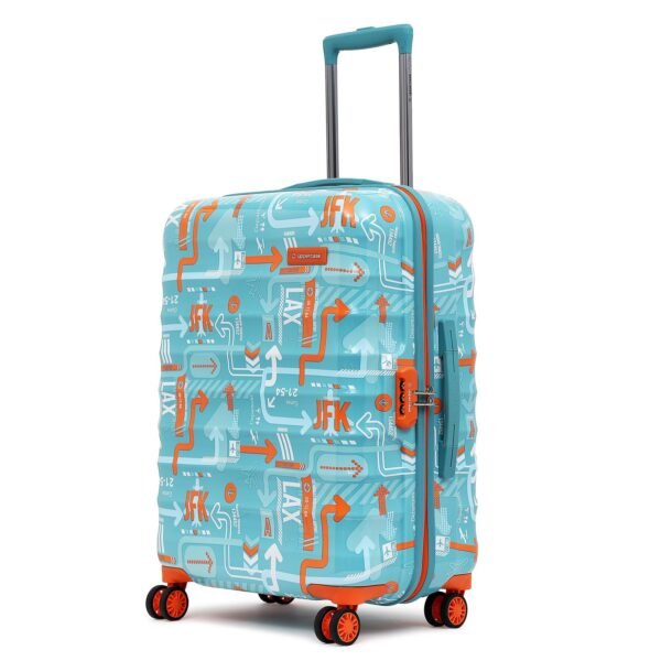 uppercase JFK 66Cm|Hardsided Check-in Trolley Bag|Sustainable Eco Polycarbonate Printed Luggage|8 Wheel Trolley Bag|Speed_Wheel Suitcase for Men&Women|2000 Days Warranty(Teal Blue