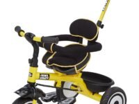 Amazon Brand - Jam & Honey Tricycle for Kids | 2-in-1 with Pedalling and Parental Control Modes | Cushioned Seat | Guardrail & Anti-Slip Handle for Safety | for 2 Years+ Boys and Girls | Yellow