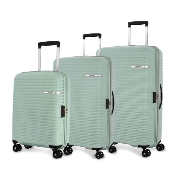 American Tourister Liftoff 3PC Set Polypropylene (PP) Hard 8 Wheels Spinner Luggage 49cms/Suitcase/Trolley Bag for Travel (Sea Blue)