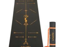 WiseLife TRUE Body BOHO Alignment Yoga Mat + Sleek Yoga Strap for Men & Women | Non-Slip, Extra Wide ECO TPE Exercise Mat for Home, Pilates, Gym & Fitness (Black 8mm)