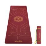 Wiselife True Body Alignment Yoga Mat + Sleek Yoga Strap For Men And Women | Non-Slip Textured Extra Wide & Thick | Pro Balance Eco Tpe Exercise Mat For Home, Pilates, Gym & Fitness (6MM, Wine)