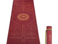 Wiselife True Body Alignment Yoga Mat + Sleek Yoga Strap For Men And Women | Non-Slip Textured Extra Wide & Thick | Pro Balance Eco Tpe Exercise Mat For Home, Pilates, Gym & Fitness (6MM, Wine)