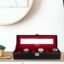 LEDO Watch Box Holder Organizer Case in 6 slots of Watches with Transparent Look Black & Cherry color Velvet