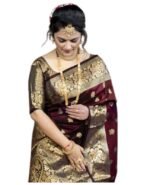 C J Enterprise Women's Pure Soft Silk Saree With Blouse Piece For Wedding