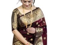 C J Enterprise Women's Pure Soft Silk Saree With Blouse Piece For Wedding