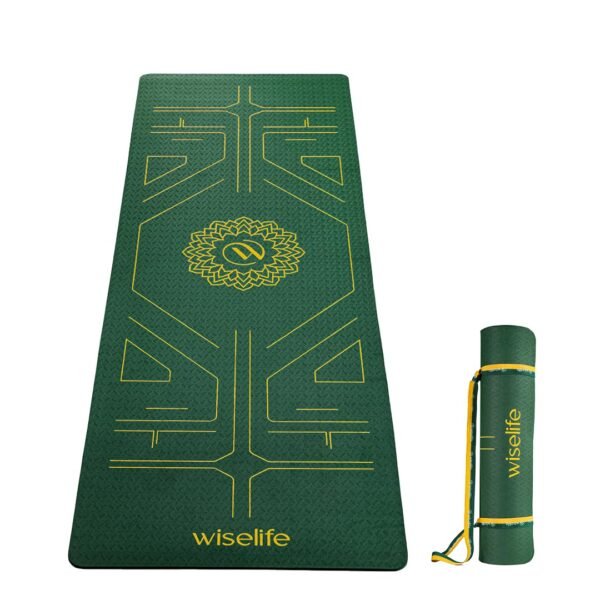 Wiselife True Alignment Yoga Mat + Sleek Yoga Strap For Men And Women (Probalance Tpe Material 6Mm Extra Thick Extra Long Extra Wide) (Emerald)