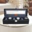 LEDO Watch Box Holder Organizer Case in 6 slots of Watches with Transparent Look Black & Gray color Velvet