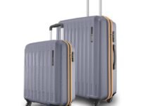 Safari Genius Alley Set of 2 (Cabin + Medium) Trolley Bags Hard Case Polypropylene, 4 Spinner Wheels, 360 Degree Wheeling Luggage, Suitcase for Travel, Trolley Bags for Travel, Flintstone