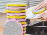 2 in 1 Sponge Dish Scrubber Double Side Dishwashing Scrubber Pan Pot Wash Sponges for Kitchen (Set of 5 Pcs_Multicolor)